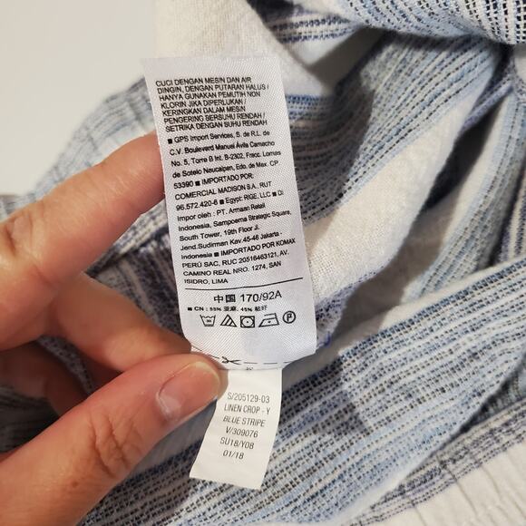 Old Navy Linen Crop Cuffed Striped Wide Leg Pants Womens Size XL Boho Drawstring - Picture 11 of 12